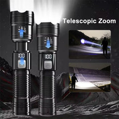 1600000 LM Super Bright Flashlight USB Rechargeable LED Long Range Tactical Torch Outdoor Waterproof Camping Fishing Lantern