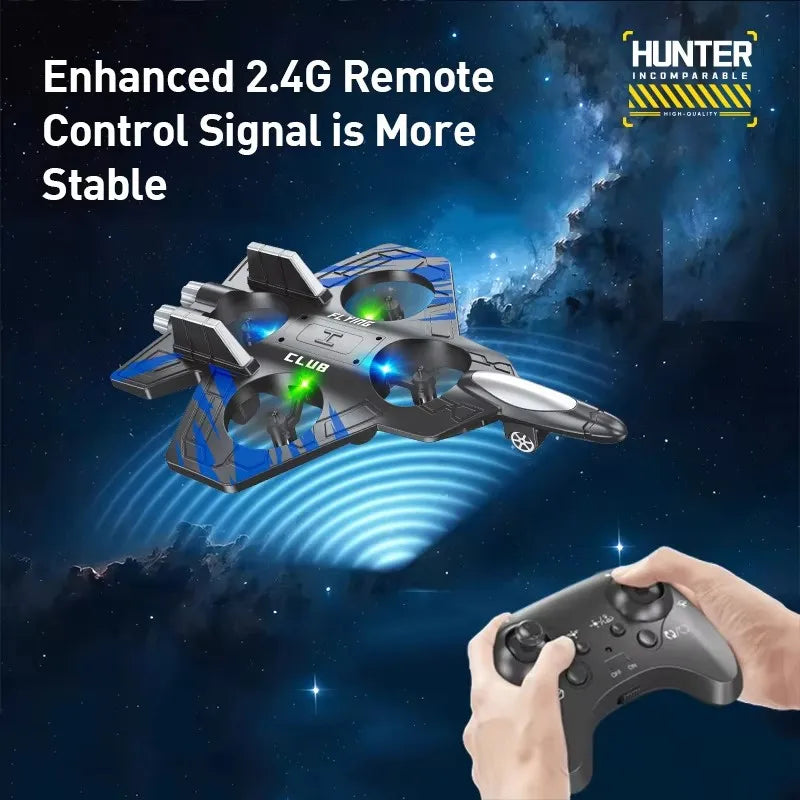 2.4G Remote Control Jet Fighter Stunt RC Airplane Drone Hobby Plane Glider Airplane Toys RC Quadcopter with Light