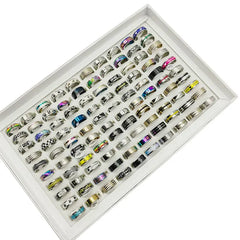 20pcs/Lot New Fashion Mix Style Stainless Steel Finger Rings for Women Men Hot Rock Wide Personality Party Bar Joint Ring Boy