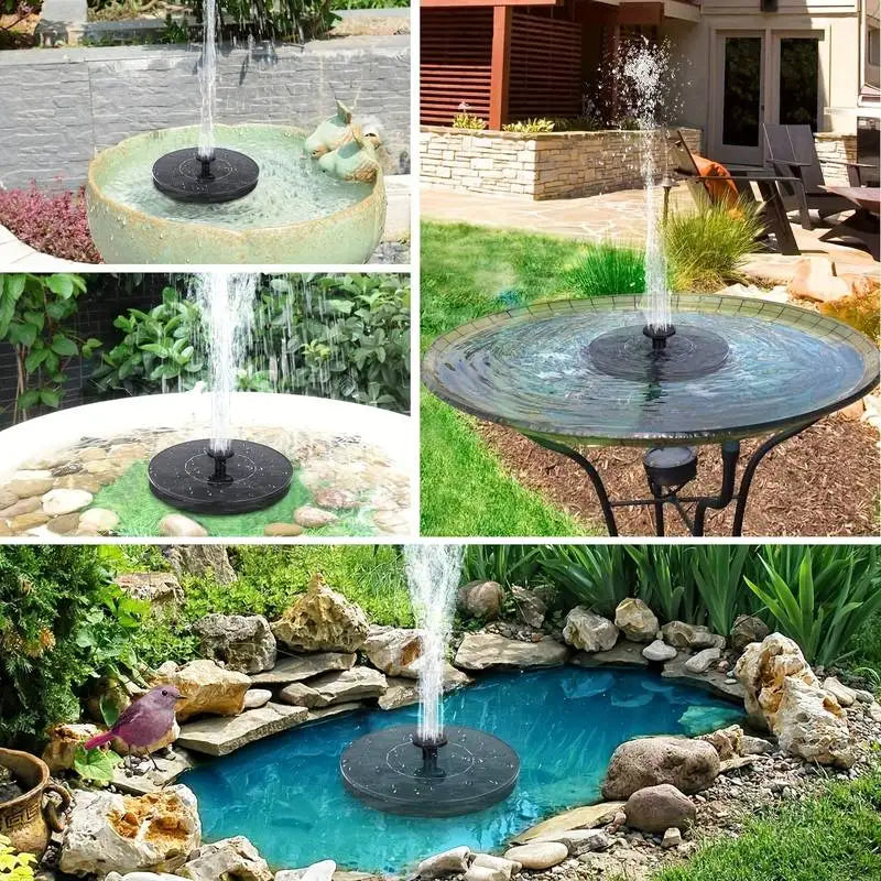 2.5W Solar Fountain Water Pump for Bird Bath Pond Swimming Pool Fish Tank - Outdoor Powered with 6 Nozzle Styles Garden Decor