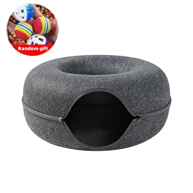 Donut Cat Bed Pet Cat Tunnel Interactive Game Toy Cat Bed Dual-use Indoor Toy Kitten Sports Equipment Cat Training Toy Cat House