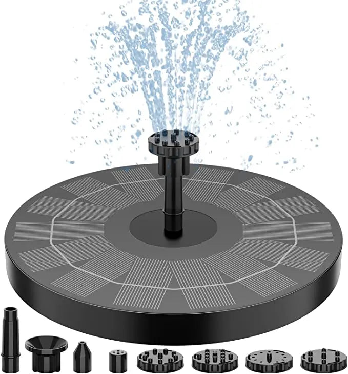 2.5W Solar Fountain Water Pump for Bird Bath Pond Swimming Pool Fish Tank - Outdoor Powered with 6 Nozzle Styles Garden Decor