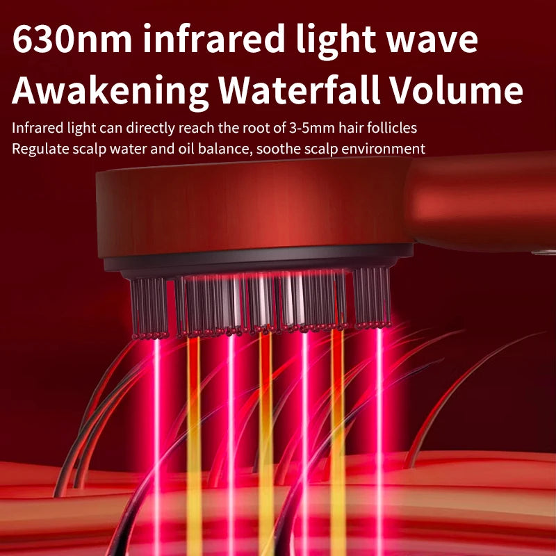 Electric Massage Comb Vibration Red Light Hair Growth Massage Scalp Brush Anti Hair Loss Liquid Oil Applicator