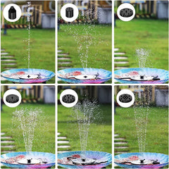 2.5W Solar Fountain Water Pump for Bird Bath Pond Swimming Pool Fish Tank - Outdoor Powered with 6 Nozzle Styles Garden Decor
