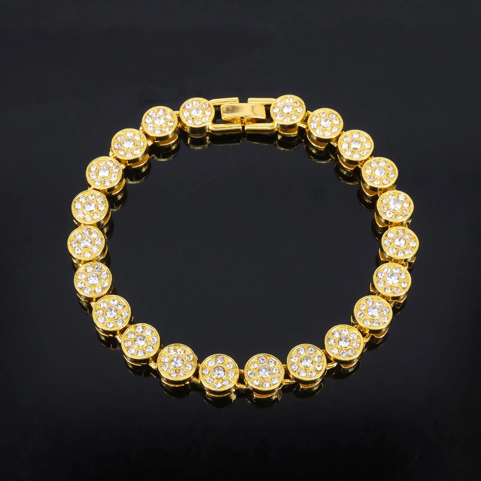Gold Color Hip Hop Cuban Chain With Full Stone Mens Necklace Silver Color 2 Rows Rhinestone Paved Miami Cuban Chain Necklace