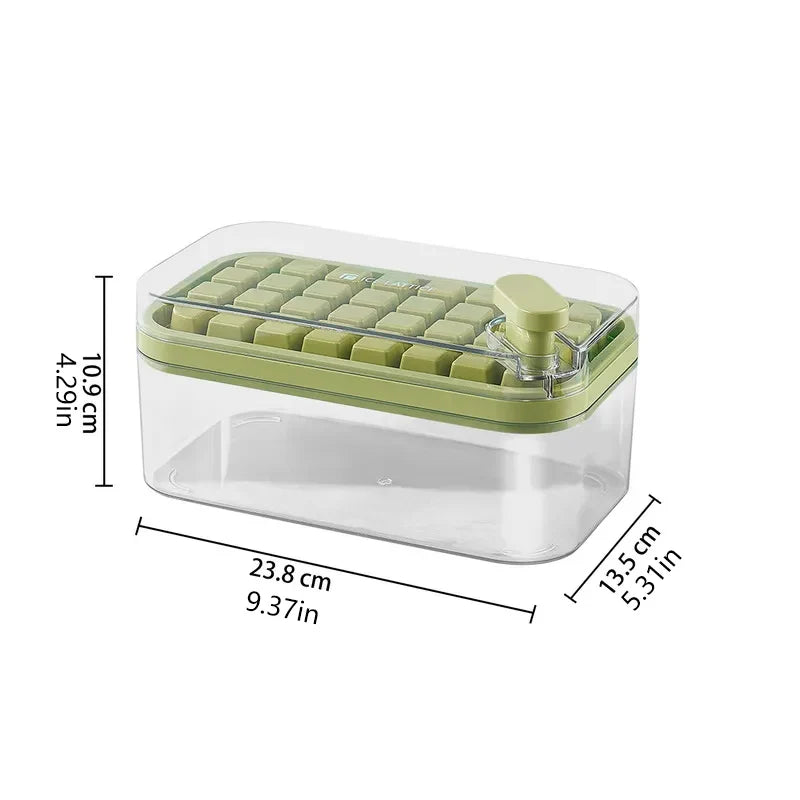 Ice Cube Tray With Lid, Ice Cube Tray One Button Release Ice Cube Mold Silicone Strap 64 Ice Cube Tray Storage Box