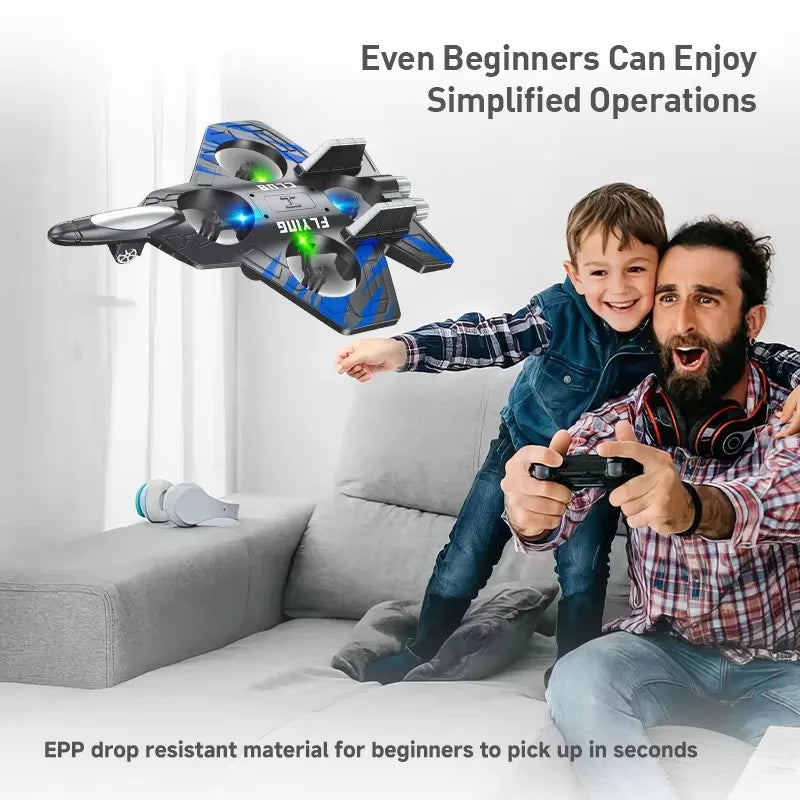 2.4G Remote Control Jet Fighter Stunt RC Airplane Drone Hobby Plane Glider Airplane Toys RC Quadcopter with Light