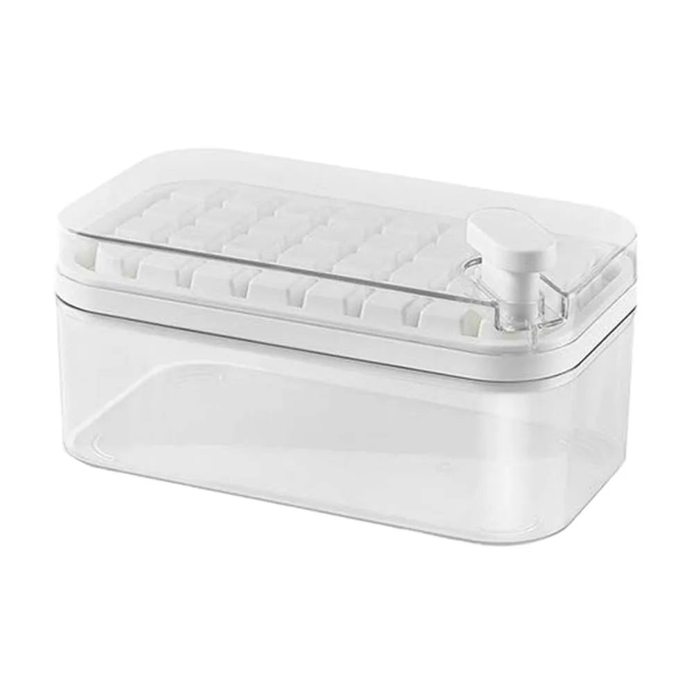 Ice Cube Tray With Lid, Ice Cube Tray One Button Release Ice Cube Mold Silicone Strap 64 Ice Cube Tray Storage Box