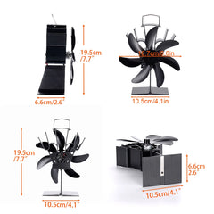 7 Blades Heat Powered Stove Fan Black Fireplace Fan Log Wood Burner Eco-fan Quiet Heater Home Efficient Heat Distribution