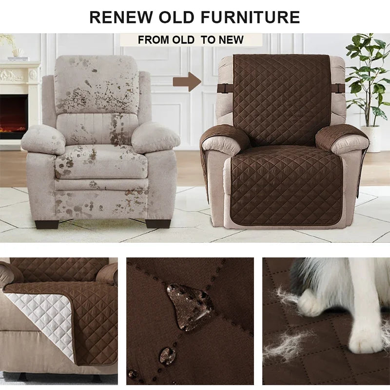 1 Seater Recliner Sofa Slipcover Pets Dog Kids Mat Solid Color Non-slip Recliner Couch Cover Four Seasons Sofa Armchair Mats