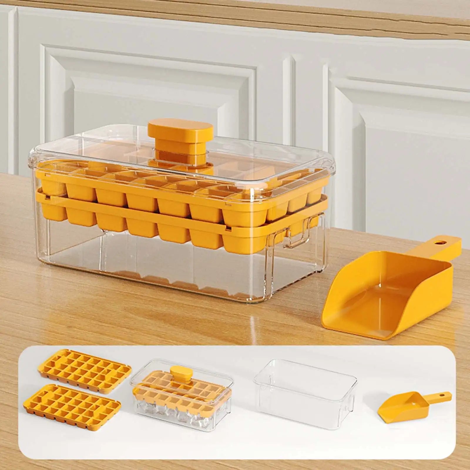 34/68 Grids Pressing Ice Cube Molds Ice Cream Molds Home Ice Box Model Easy To Take Off The Mold Freezing Whiskey Cocktail Tools