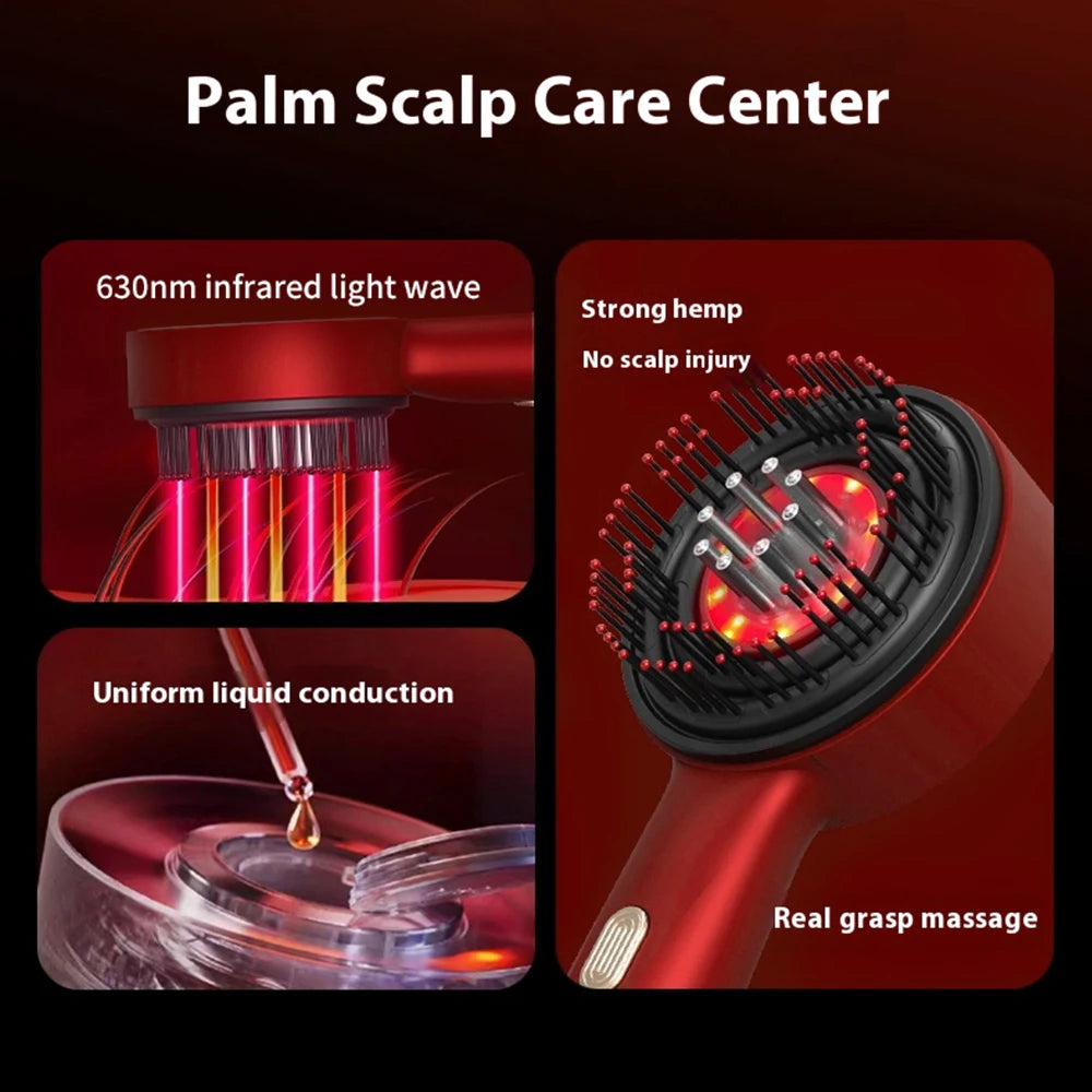 Electric Massage Comb Vibration Red Light Hair Growth Massage Scalp Brush Anti Hair Loss Liquid Oil Applicator