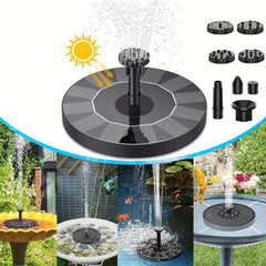 2.5W Solar Fountain Water Pump for Bird Bath Pond Swimming Pool Fish Tank - Outdoor Powered with 6 Nozzle Styles Garden Decor