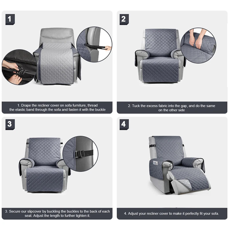 1 Seater Recliner Sofa Slipcover Pets Dog Kids Mat Solid Color Non-slip Recliner Couch Cover Four Seasons Sofa Armchair Mats