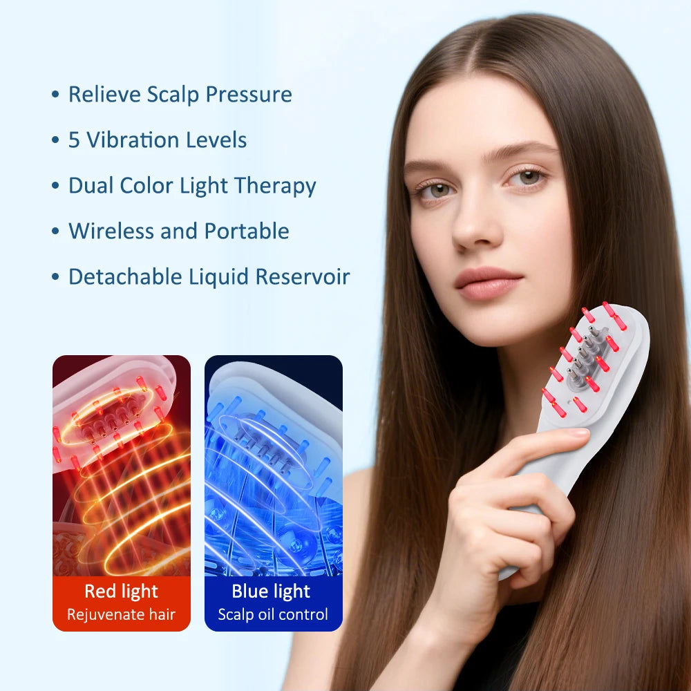 Electric Vibration Massage Comb Head Massager Scalp Massage Hair Brush Liquid Oil Applicator Nourishing Scalp Brush Hair Care