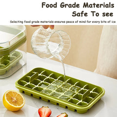 Ice Cube Tray With Lid, Ice Cube Tray One Button Release Ice Cube Mold Silicone Strap 64 Ice Cube Tray Storage Box