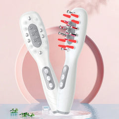 Electric Scalp Massage Comb EMS Vibration Straightening Comb Red Blue LED Light Therapy Massage Brush for Anti-Hair Loss Loofah