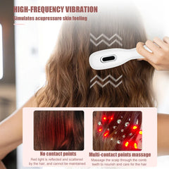 Electric Scalp Massage Comb EMS Vibration Straightening Comb Red Blue LED Light Therapy Massage Brush for Anti-Hair Loss Loofah