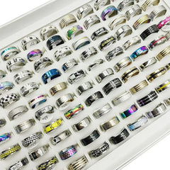 20pcs/Lot New Fashion Mix Style Stainless Steel Finger Rings for Women Men Hot Rock Wide Personality Party Bar Joint Ring Boy