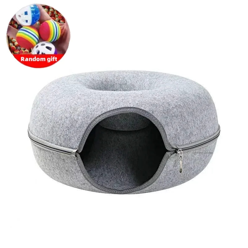 Donut Cat Bed Pet Cat Tunnel Interactive Game Toy Cat Bed Dual-use Indoor Toy Kitten Sports Equipment Cat Training Toy Cat House
