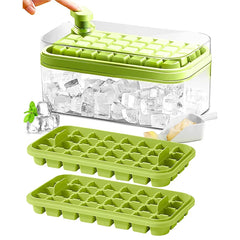 Ice Cube Tray With Lid, Ice Cube Tray One Button Release Ice Cube Mold Silicone Strap 64 Ice Cube Tray Storage Box